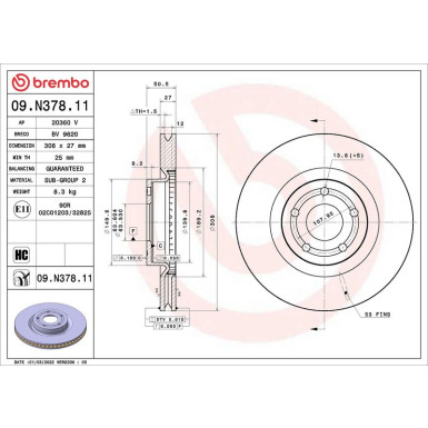 Bremsscheibe VA FORD Focus 18 PRIME LINE - UV Coated 09.N378.11