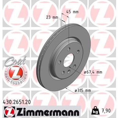 ZIMMERMANN Bremsscheibe | 430.2651.20