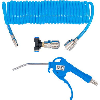 BGS Druckluft-Ausblaspistole | mit Druckluft-Spiralschlauch und T-Verbinder | 74253