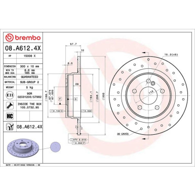 Bremsscheibe HA MERCEDESD C,E-Klasse 07 XTRA LINE - Xtra 08.A612.4X