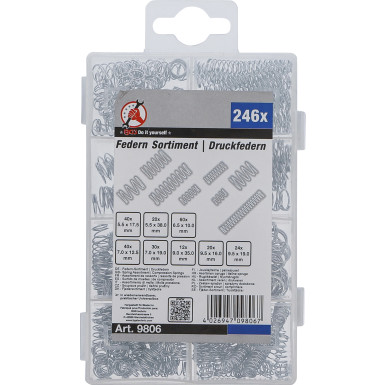 BGS Federn-Sortiment | Druckfedern | 246-tlg | 9806