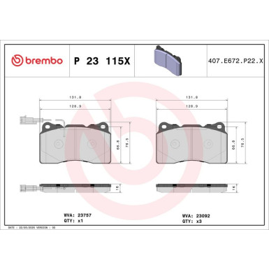 BREMBO Bremsklötze Xtra VA ALFA 159 LANCIA MASERATI 05-12 XTRA LINE P 23 115X