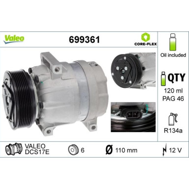 Kompressor, Klimaanlage VALEO CORE-FLEX 699361