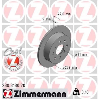 ZIMMERMANN Bremsscheibe 280.3180.20 Coat Z ZIMMERMANN Bremsscheibe 280.3180.20 Coat Z