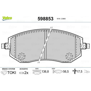 VALEO Bremsbeläge 598853