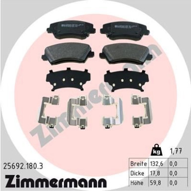 ZIMMERMANN Bremsbelagsatz, Scheibenbremse | 25692.180.3