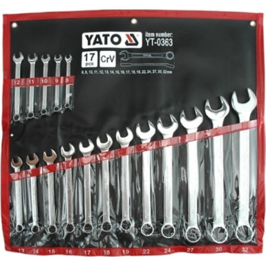 YT-0363 Maulringschlüsselsatz 8-32 17Stk. Polierte K÷Pfe