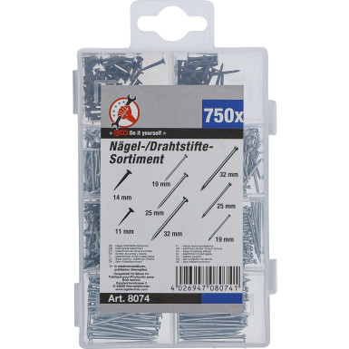 BGS Nägel-/Drahtstifte-Sortiment 750-tlg BGS Do it yourself 8074