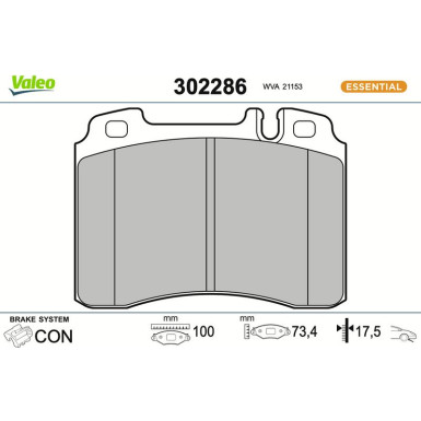 VALEO Bremsbeläge 302286