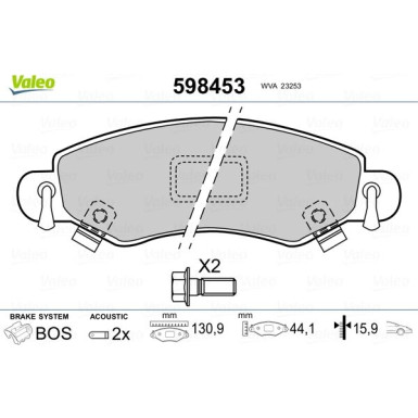VALEO Bremsbeläge 598453 VALEO Bremsbeläge 598453