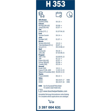 3 397 004 631 Wischblatt Rear