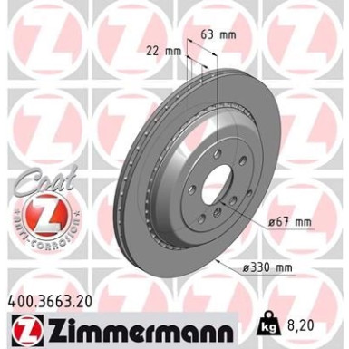 ZIMMERMANN Bremsscheibe 400.3663.20 Coat Z