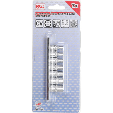 BGS Steckschlüssel-Einsatz-Satz E-Profil | Antrieb Innenvierkant 6,3 mm (1/4"""") | SW E4 - E11 | 7-tlg | 6402