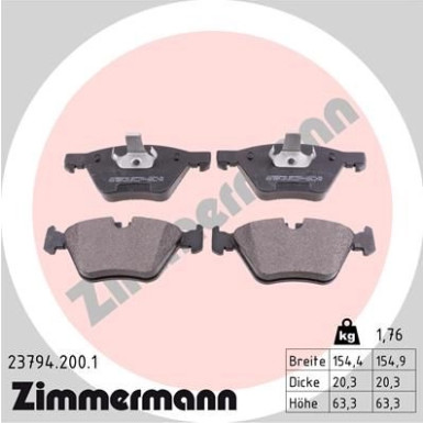 ZIMMERMANN Bremsbeläge | 23794.200.1