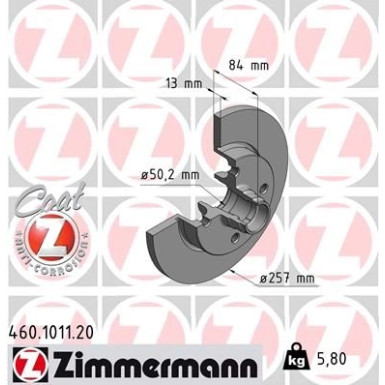 ZIMMERMANN Bremsscheibe | 460.1011.20