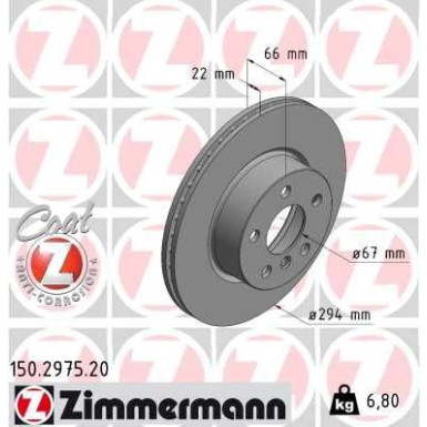 ZIMMERMANN Bremsscheibe 150.2975.20 Coat Z
