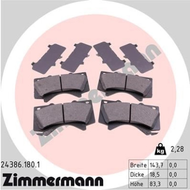 ZIMMERMANN Bremsbeläge | 24386.180.1