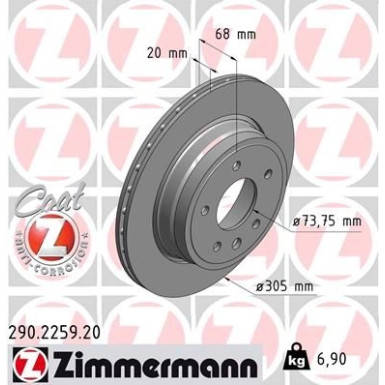 ZIMMERMANN Bremsscheibe | 290.2259.20
