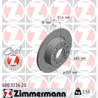 ZIMMERMANN Bremsscheibe 600.3234.20 Coat Z