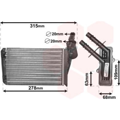 VAN WEZEL Wärmetauscher, Innenraumheizung 43006228