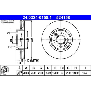 Bremsscheibe Renault P. Kangoo/Laguna/Megane/Scenic 1.4-2.0 95-09 Power Disc PowerDisc 24.0324-0158.1