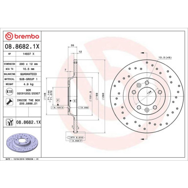 Bremsscheibe HA Xtra | PEUGEOT 407,607 04 | 08.8682.1X