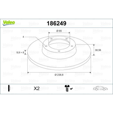 VALEO Bremsscheibe 186249