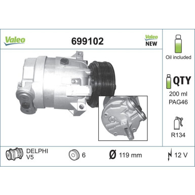 Kompressor, Klimaanlage VALEO CORE-FLEX 699102