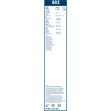 603 BOSCH | Wischerblatt | TWIN-Standard | 3397118301