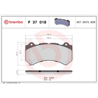 BREMBO Bremsklötze VA DODGE, JEEP, NISSAN GT-R 07 PRIME LINE P 37 018