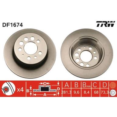 TRW Bremsscheibe | DF1674