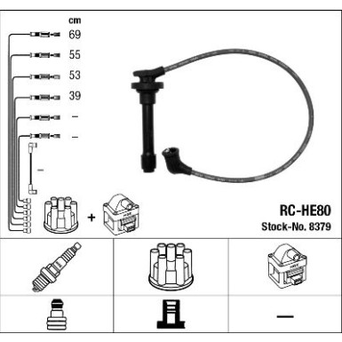 RC-HE80 NGK | Zündkabelsatz | HONDA Accord V 93-97 | 8379