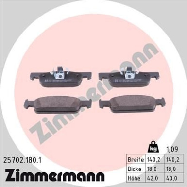 ZIMMERMANN Bremsbeläge 25702.180.1