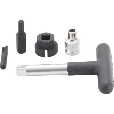 BGS Universal-Öldienst-Schlüssel-Satz | für Kunststoff-Ölablassschrauben | Antrieb Außensechskant 6,3 mm (1/4"""") / Abtrieb Außenvierkant 10 mm (3/8"""") | 5-tlg | 9843