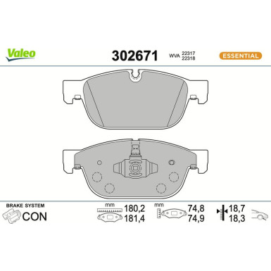 VALEO Bremsbeläge 302671