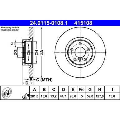 ATE Bremsscheibe | 24.0115-0108.1