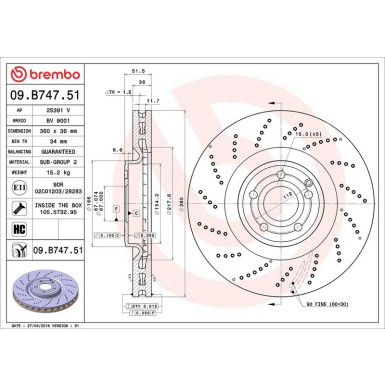 15 481 120 Bremsscheibe VA MERCEDES CLS C218 11 PRIME LINE - UV Coated 09.B747.51