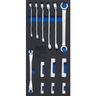 BGS Werkstattwageneinlage 1/3: Offene Ringschlüssel und Spezial-Einsätze (10 mm (3/8"""")) | 13-tlg | 4048
