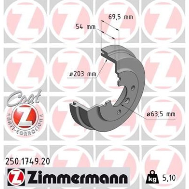 ZIMMERMANN Bremstrommel | 250.1749.20