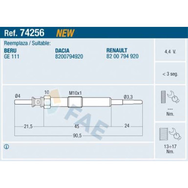 FAE Glühkerze 74256