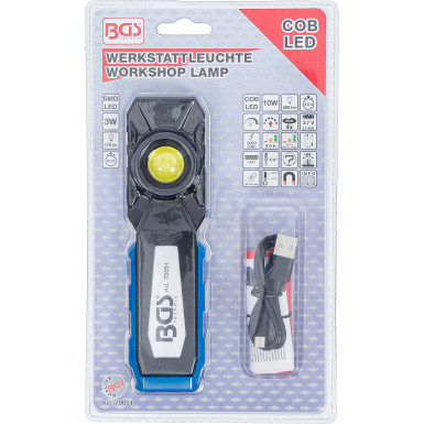 BGS COB-LED-Werkstattleuchte mit Magnet und Haken | klappbar | 70051