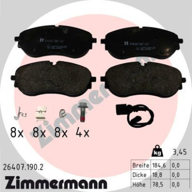 ZIMMERMANN Bremsbelagsatz, Scheibenbremse | 26407.190.2