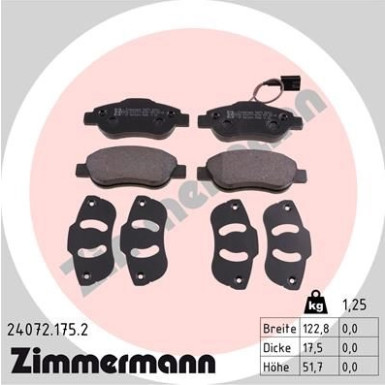 ZIMMERMANN Bremsbeläge | 24072.175.2