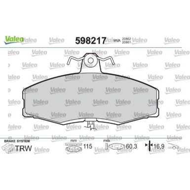 VALEO Bremsbeläge 598217