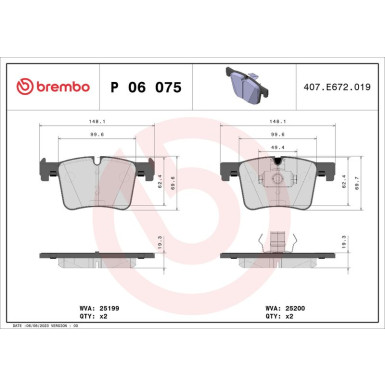 BREMBO Bremsklötze Xtra VA BMW 1, 2, 3, 4, X3, X4 10 XTRA LINE P 06 075X