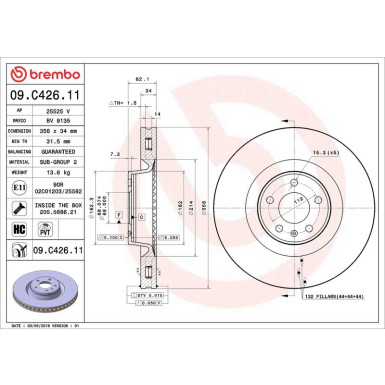 09.C426.11 Bremsscheibe PRIME LINE - UV Coated