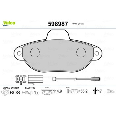VALEO Bremsbeläge | 598987