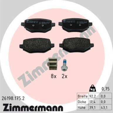 ZIMMERMANN Bremsbelagsatz, Scheibenbremse | 26198.175.2