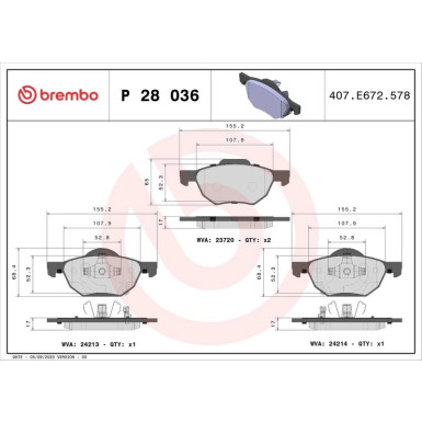 BREMBO Bremsklötze VA | HONDA Accord 03-12 | P 28 036