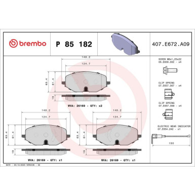 BREMBO Bremsklötze VA SKODA Octavia VW Golf 19 PRIME LINE P 85 182 BREMBO Bremsklötze VA SKODA Octavia VW Golf 19 PRIME LINE P 85 182
